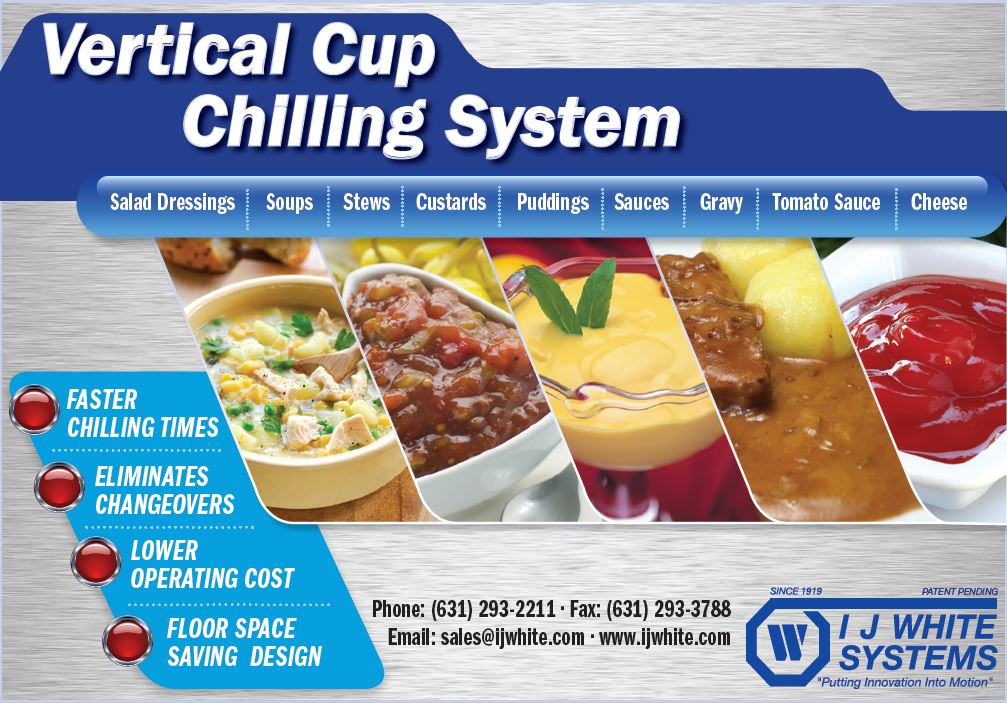 Soup, Stew, Custard, Gravy, Sauce processed on IJ White Vertical Cup Chilling System