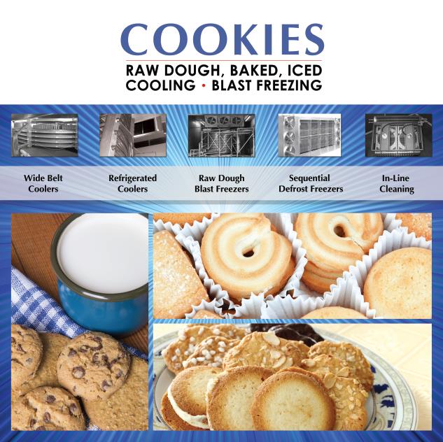 Refrigerated Spiral and Wide Belt Coolers, Sequential Defrost Blast Freezers, Cleaning Systems for Cookies